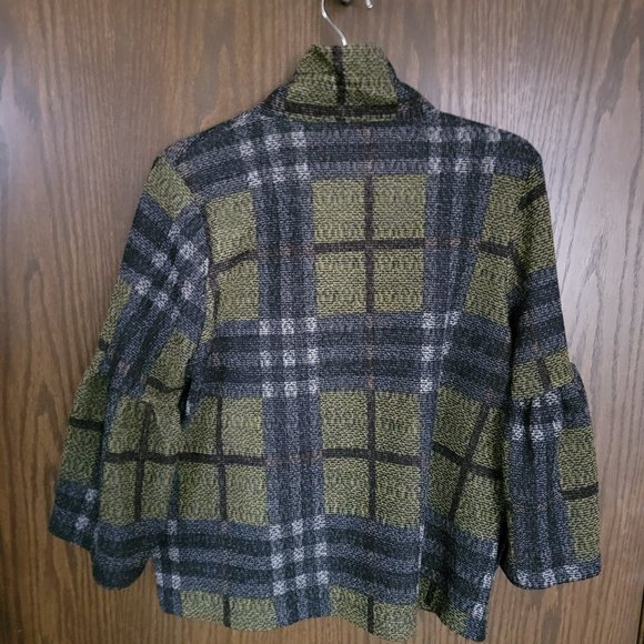 Terra SJ Apparel plaid 3/4 bell sleeves blazer Size Medium - Picture 5 of 13